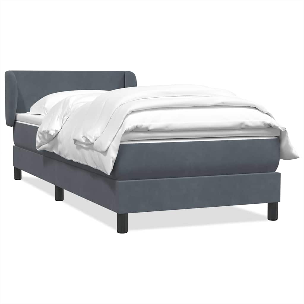 Κρεβάτι Boxspring με Στρώμα Σκούρο Γκρι 100x210 εκ. Βελούδινο