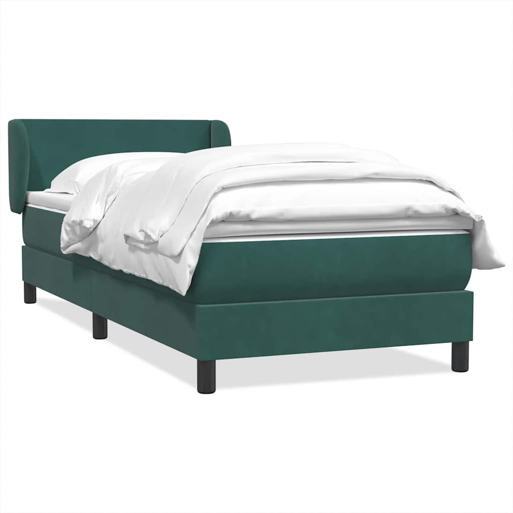 Κρεβάτι Boxspring με Στρώμα Σκούρο Πράσινο 100x210εκ. Βελούδινο