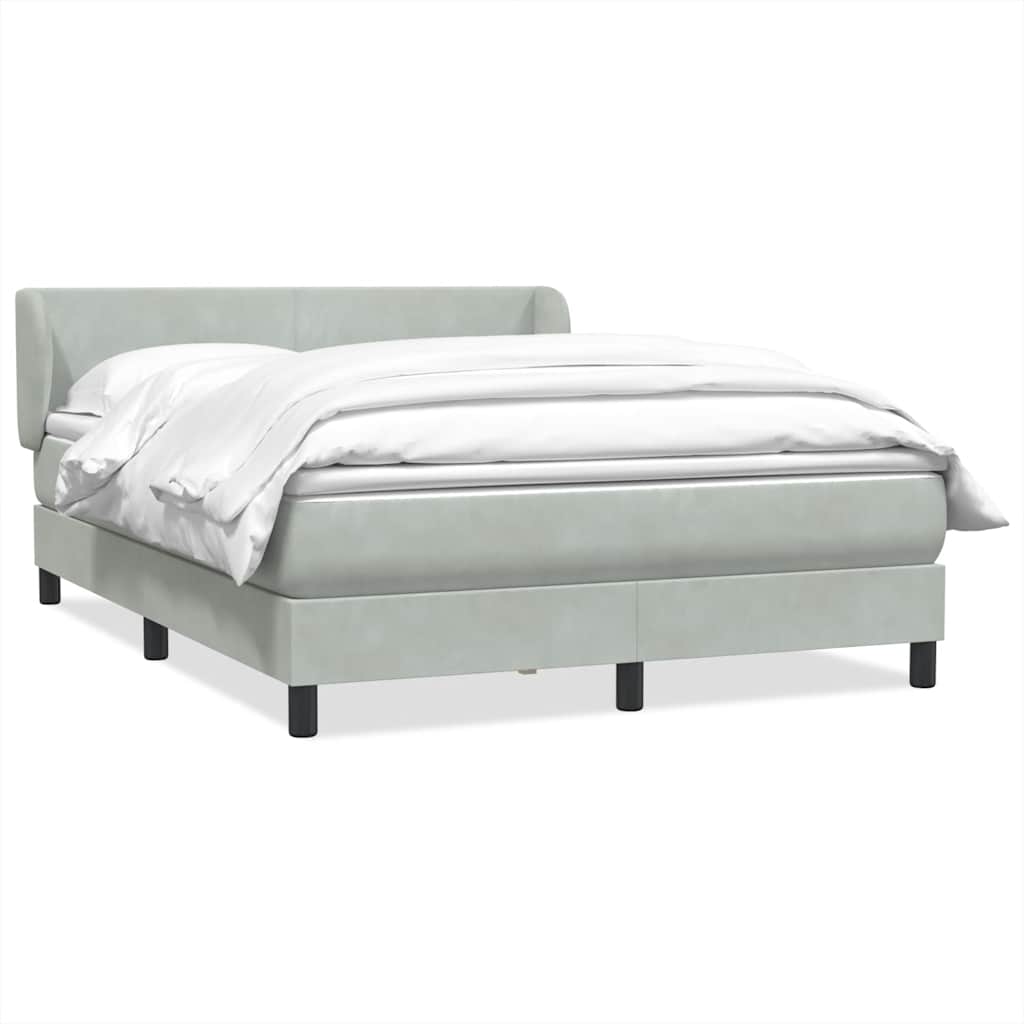 Κρεβάτι Boxspring με Στρώμα Ανοιχτό Γκρι 160x210 εκ. Βελούδινο
