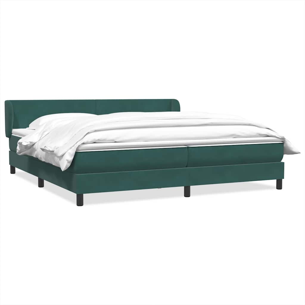 Box Spring Κρεβάτι με στρώματα Σκούρο πράσινο Βελούδινο