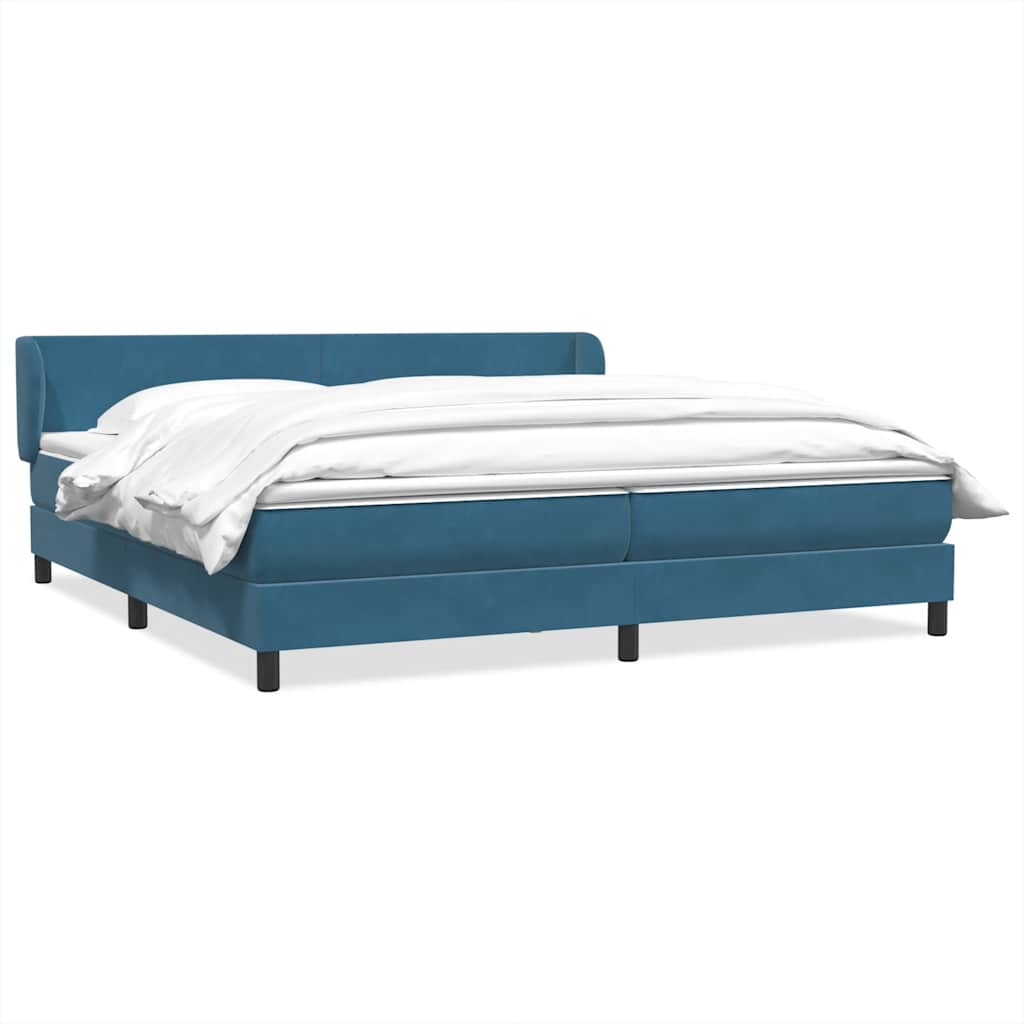 Box Spring Κρεβάτι με στρώματα Σκούρο μπλε 180x210 cm Βελούδινο