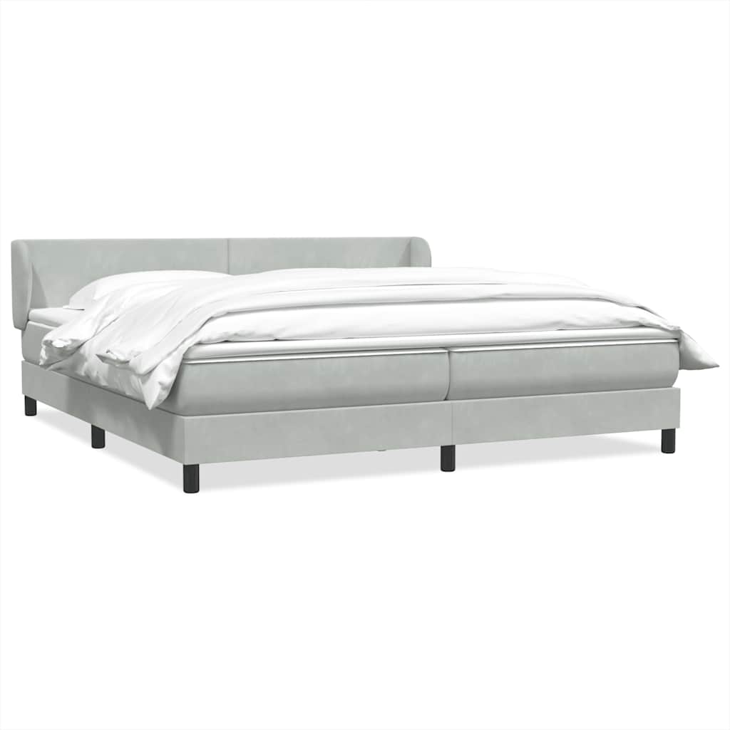 Box Spring κρεβάτι με στρώματα ανοιχτό γκρι 200x210cm Βελούδινο