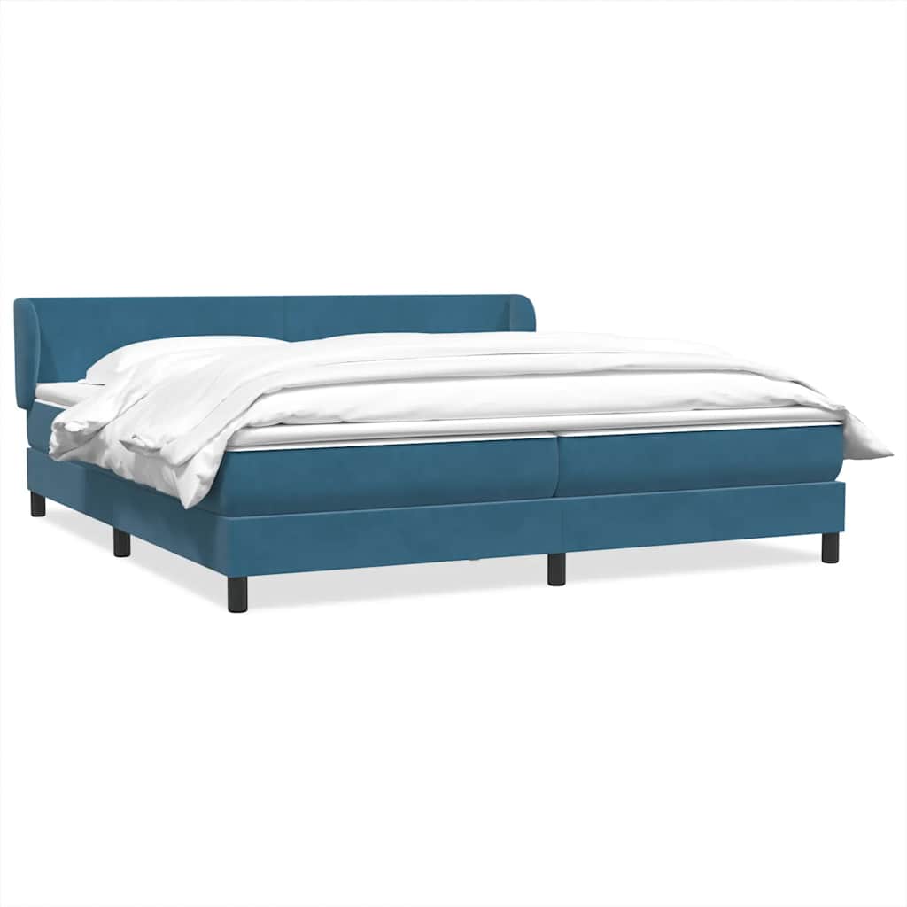 Box Spring Κρεβάτι με στρώματα Σκούρο μπλε 200x210 cm Βελούδινο