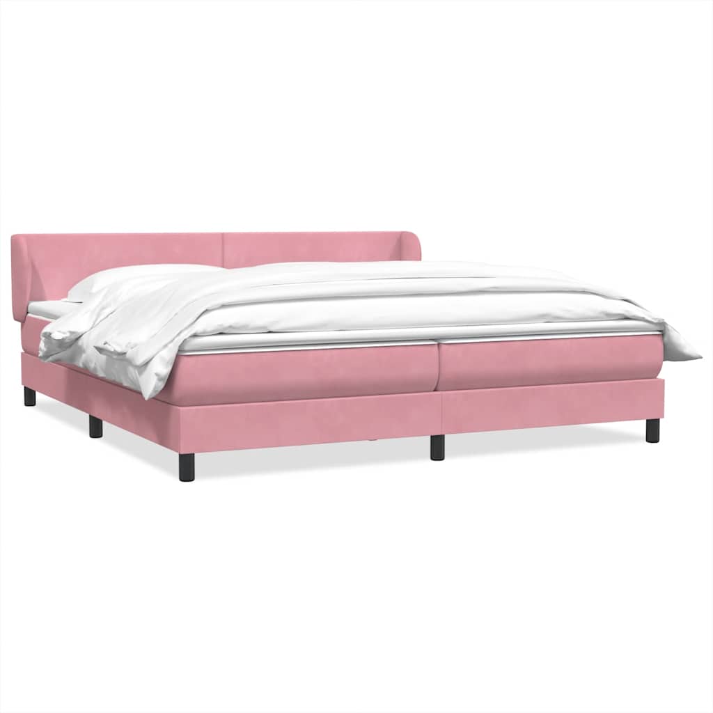 Box Spring κρεβάτι με στρώματα ροζ 200x210 cm Βελούδινο
