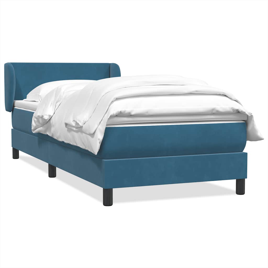 Κρεβάτι Boxspring με Στρώμα Σκούρο Μπλε 80x220 εκ. Βελούδινο