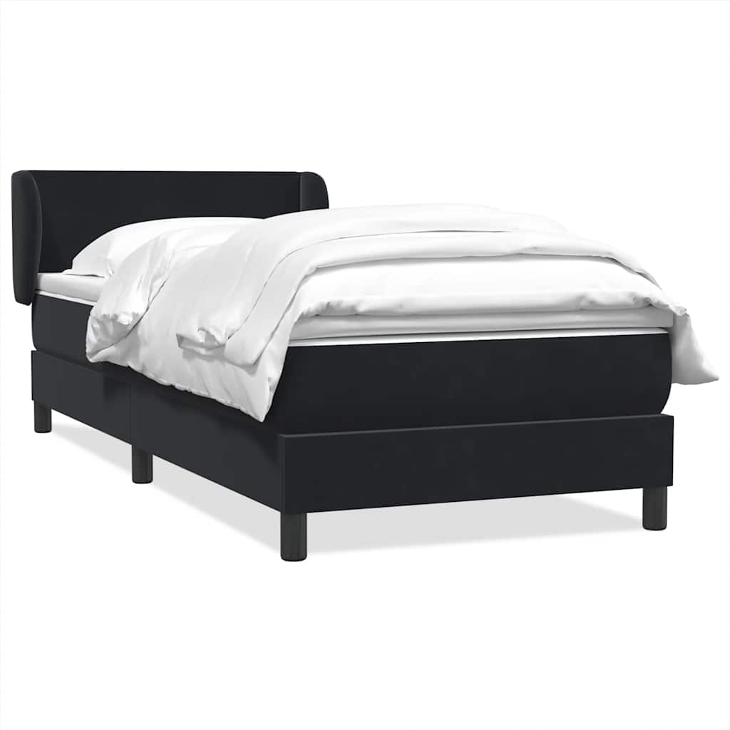 Κρεβάτι Boxspring με Στρώμα Μαύρο 90x220 εκ. Βελούδινο