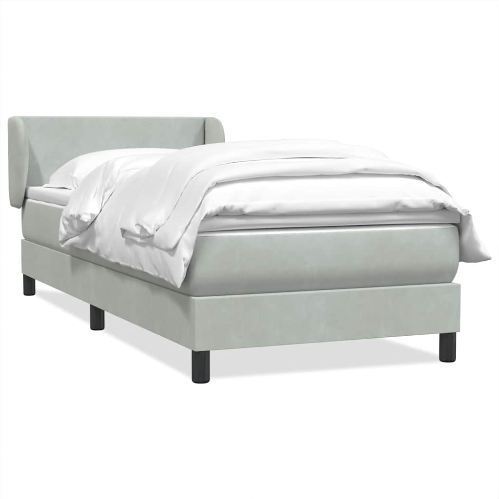 Box Spring κρεβάτι με στρώμα ανοιχτό γκρι 100x220 εκ. Βελούδινο
