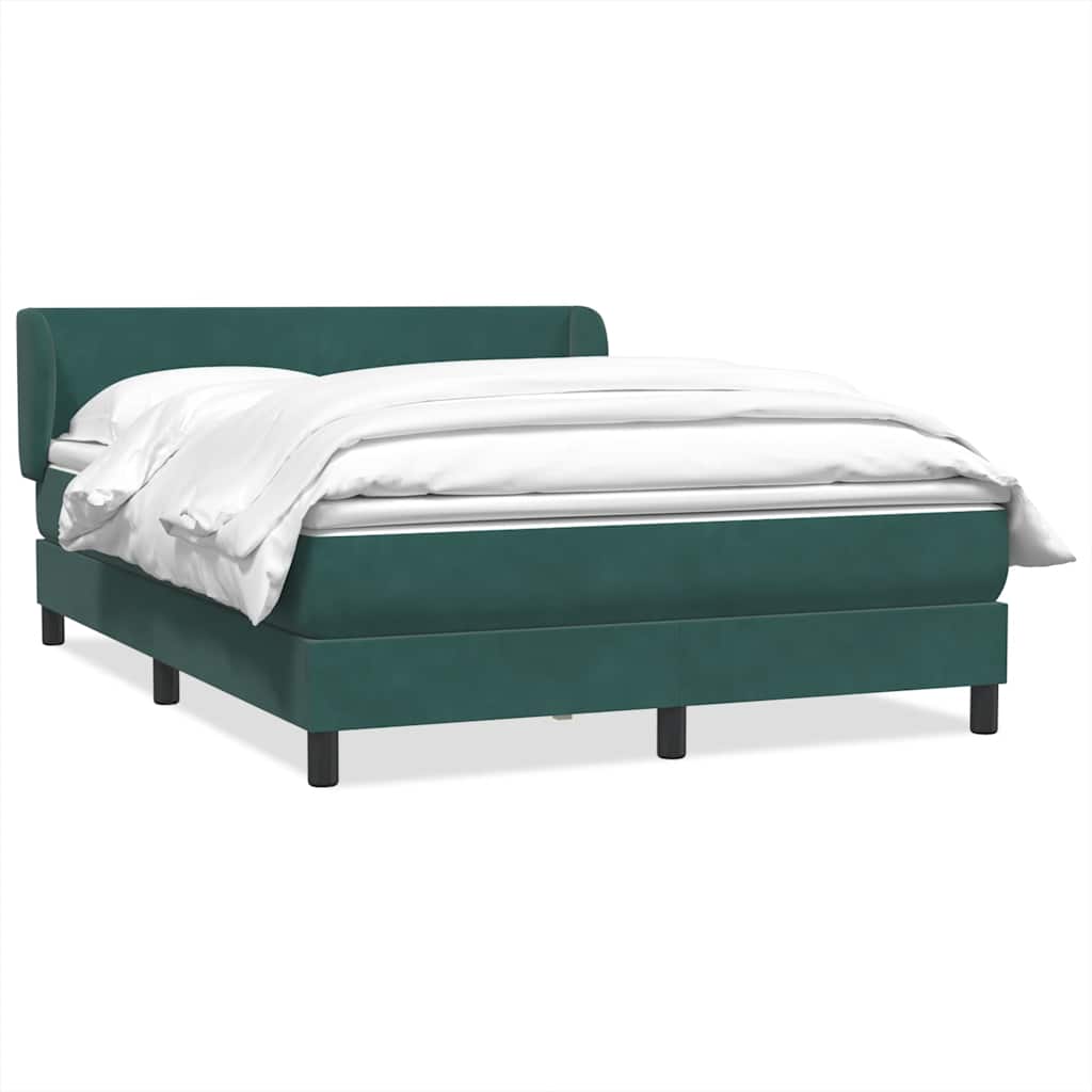 Box Spring Κρεβάτι με στρώμα Σκούρο πράσινο 140x220cm Βελούδινο
