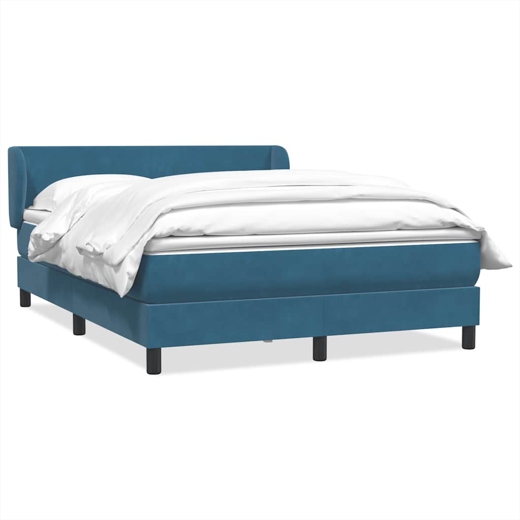 Box Spring κρεβάτι με στρώμα σκούρο μπλε 140x220 cm Βελούδινο