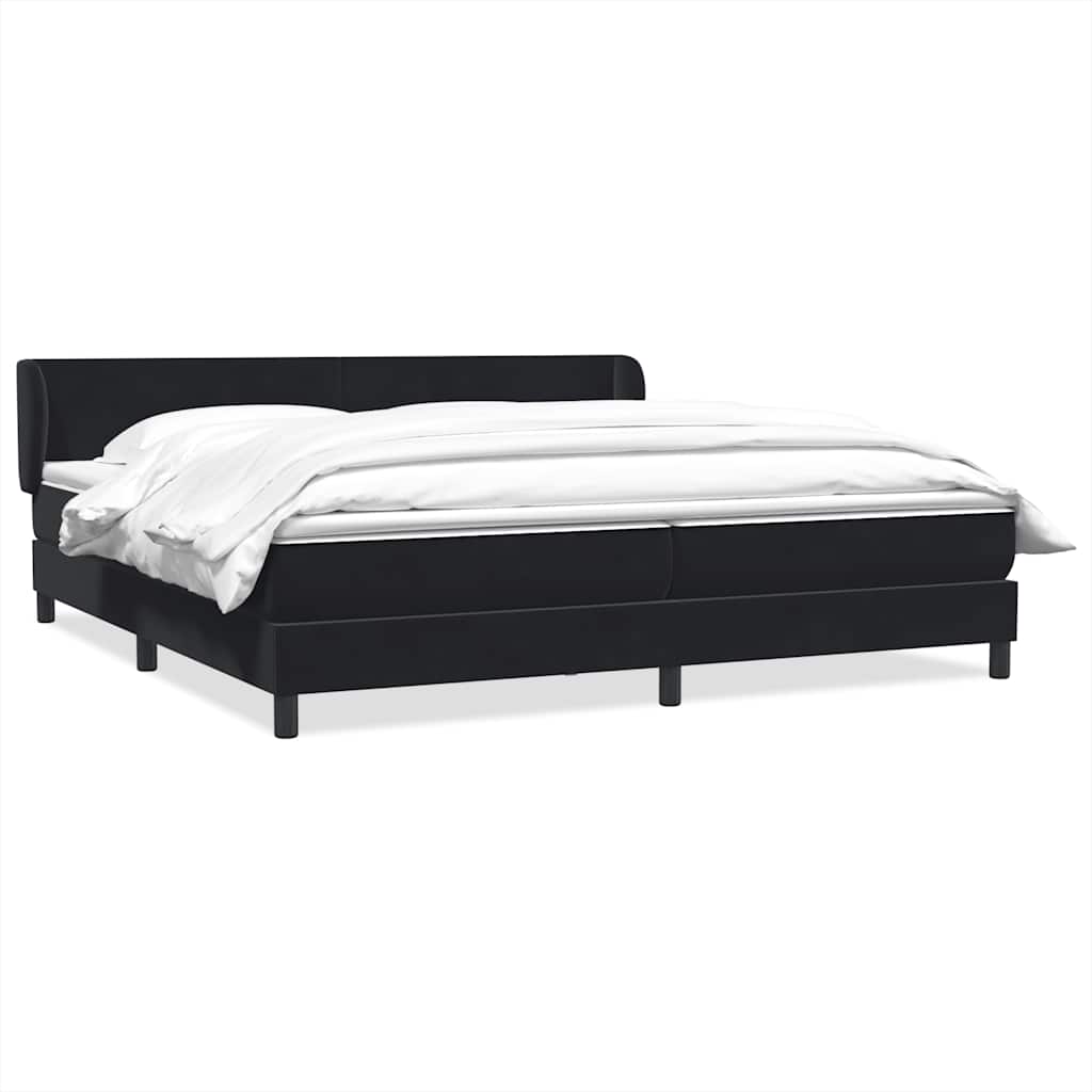 Κρεβάτι Box Spring με στρώματα Μαύρο 200x220 cm Βελούδινο