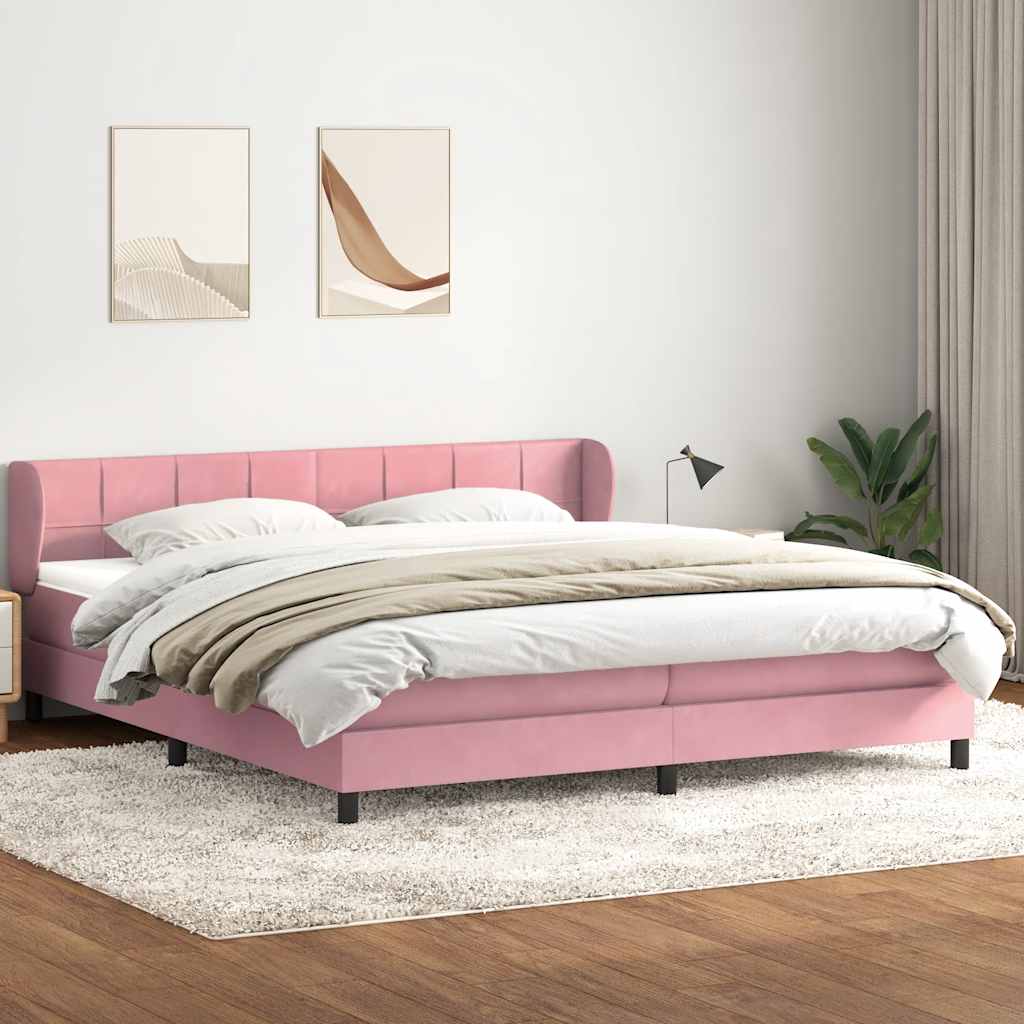 Box Spring κρεβάτι με στρώματα ροζ 180x210 cm Βελούδινο