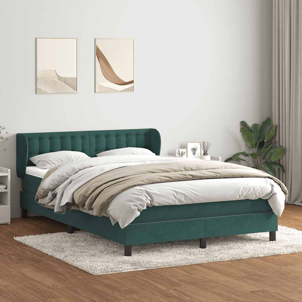 Box Spring κρεβάτι με στρώμα σκούρο πράσινο 160x220cm Βελούδινο