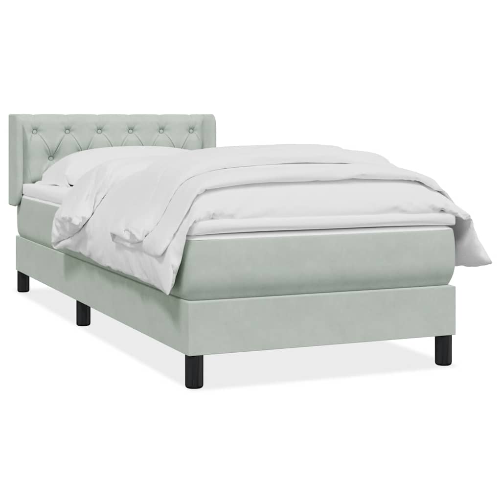 Box Spring κρεβάτι με στρώμα ανοιχτό γκρι 80x220 cm Βελούδινο