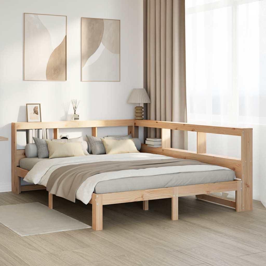 Κρεβάτι Βιβλιοθήκη Χωρίς Στρώμα 160x200 εκ Μασίφ Ξύλο Πεύκου