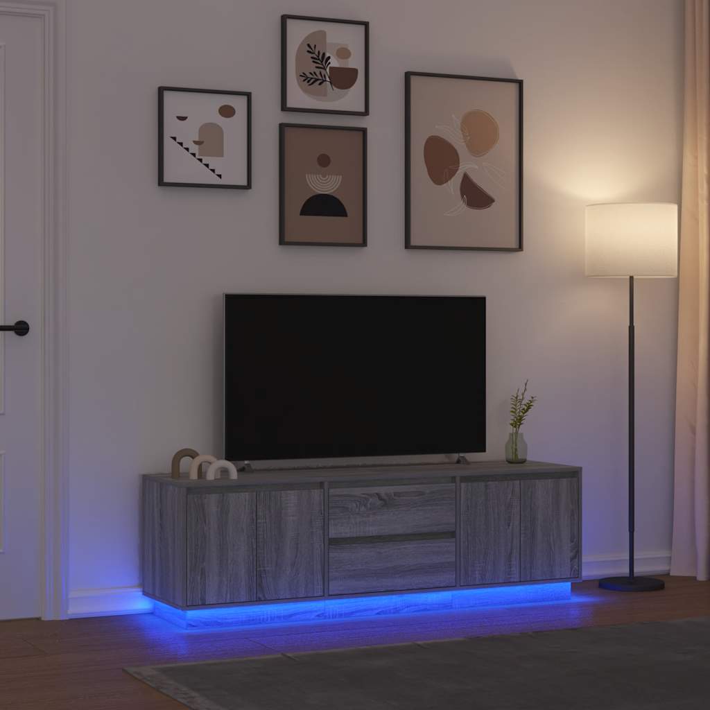 Έπιπλο Τηλεόρασης με LED Γκρι Sonoma 160,5x41x50 εκ.