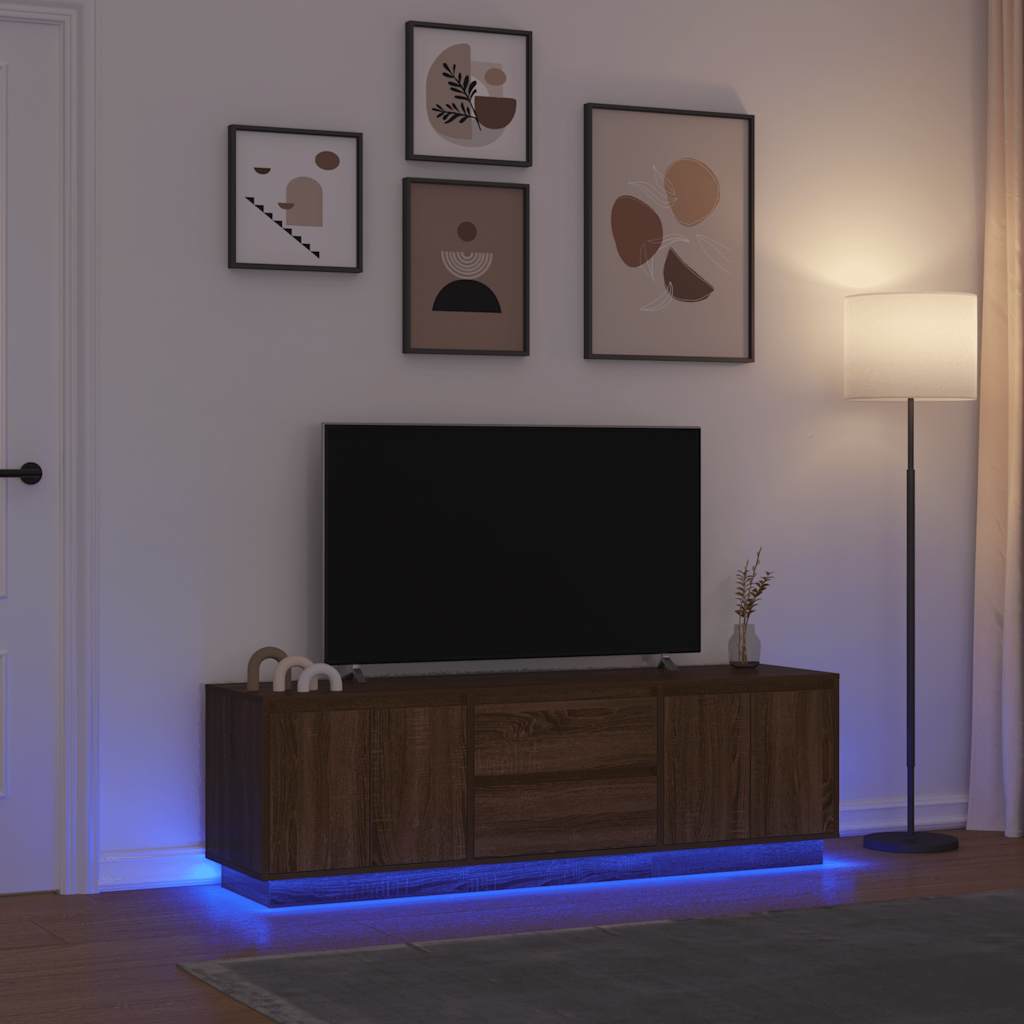 Έπιπλο Τηλεόρασης με LED Καφέ Δρυς 160,5x41x50 εκ.
