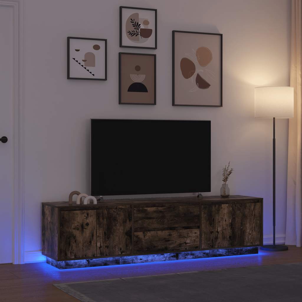 Έπιπλο Τηλεόρασης με LED Καπνιστή Δρυς 193,5x41x50 εκ.
