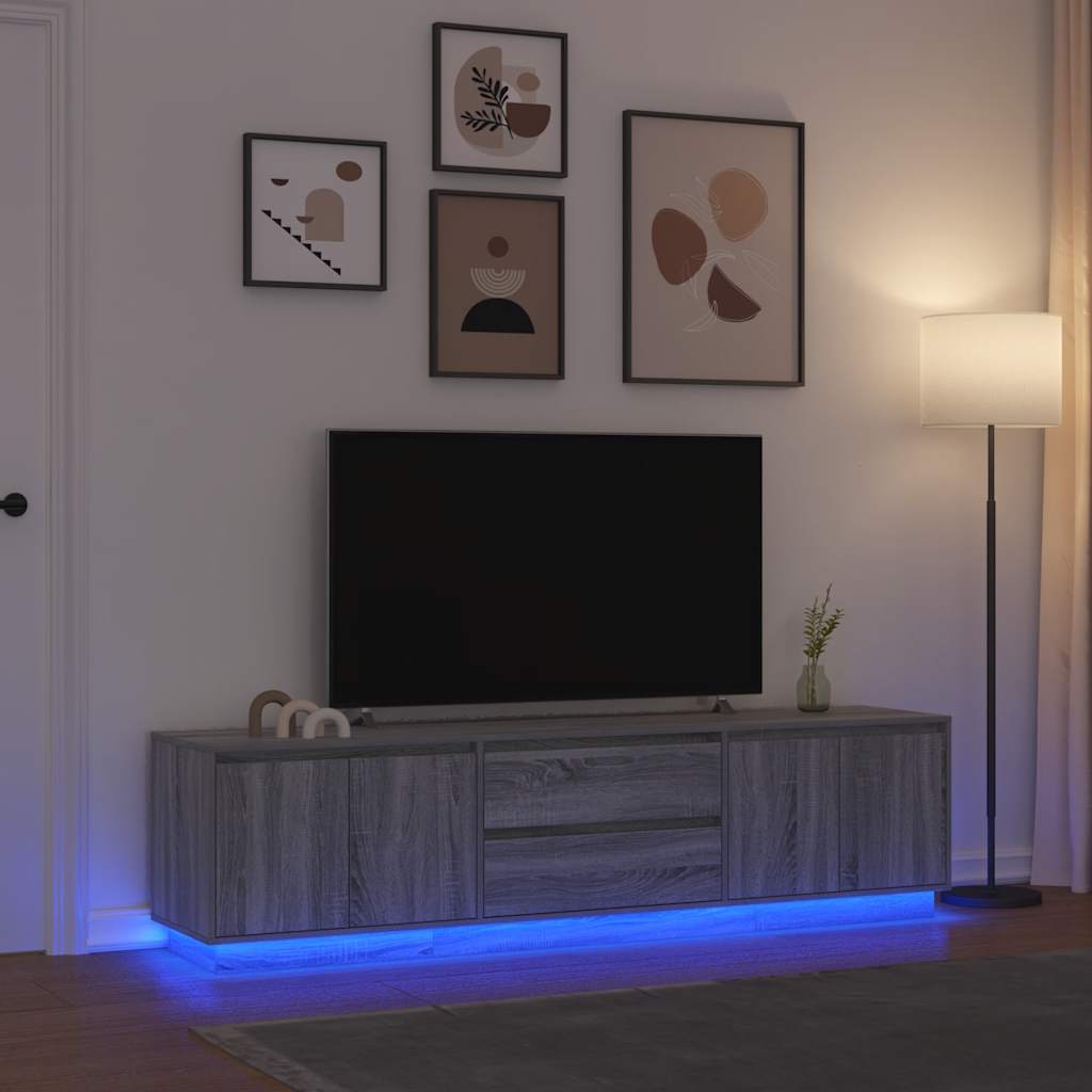 Έπιπλο Τηλεόρασης με LED Γκρι Sonoma 193,5x41x50 εκ.