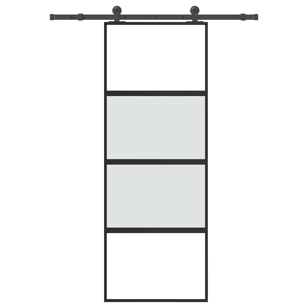 Συρόμενη πόρτα με σετ υλικού 76x205 cm από γυαλί&Αλουμίνιο