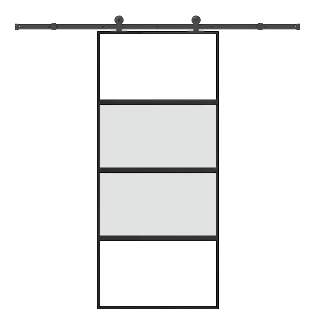 Συρόμενη πόρτα με σετ υλικού 90x205 cm από γυαλί&Αλουμίνιο