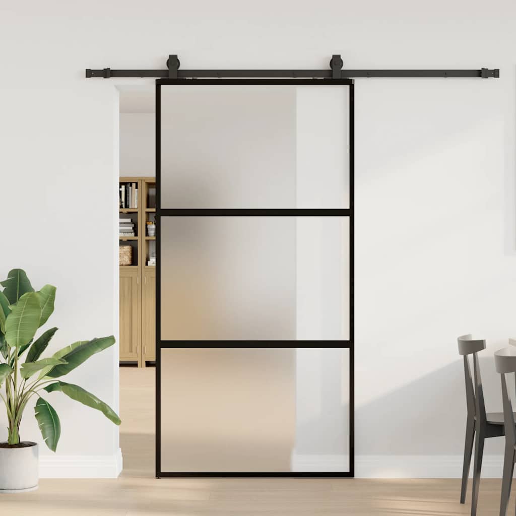 Σετ συρόμενης πόρτας με υλικό μαύρο 102,5x205 cm