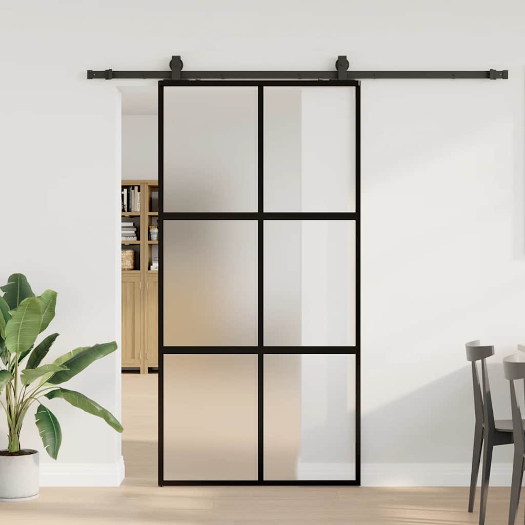 Σετ συρόμενης πόρτας με υλικό μαύρο 102,5x205 cm