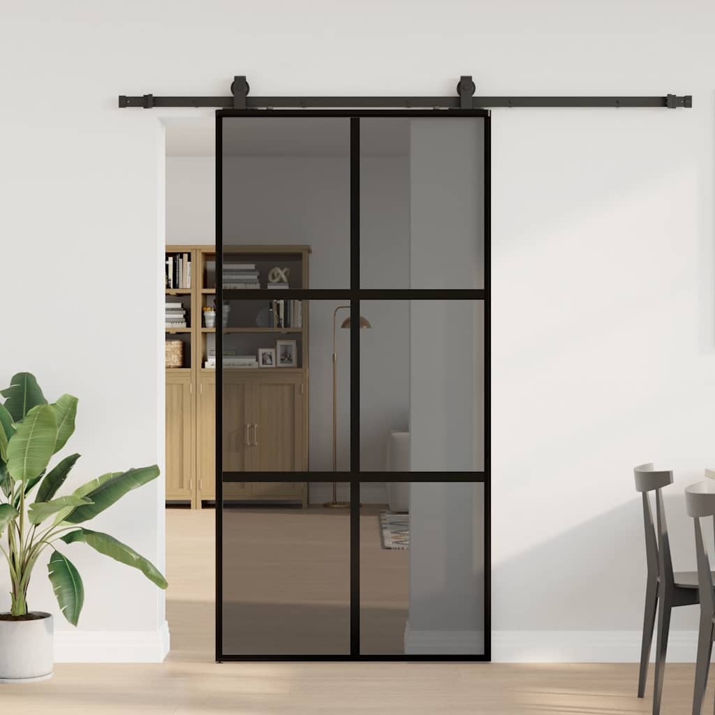Σετ συρόμενης πόρτας με υλικό μαύρο 102,5x205 cm