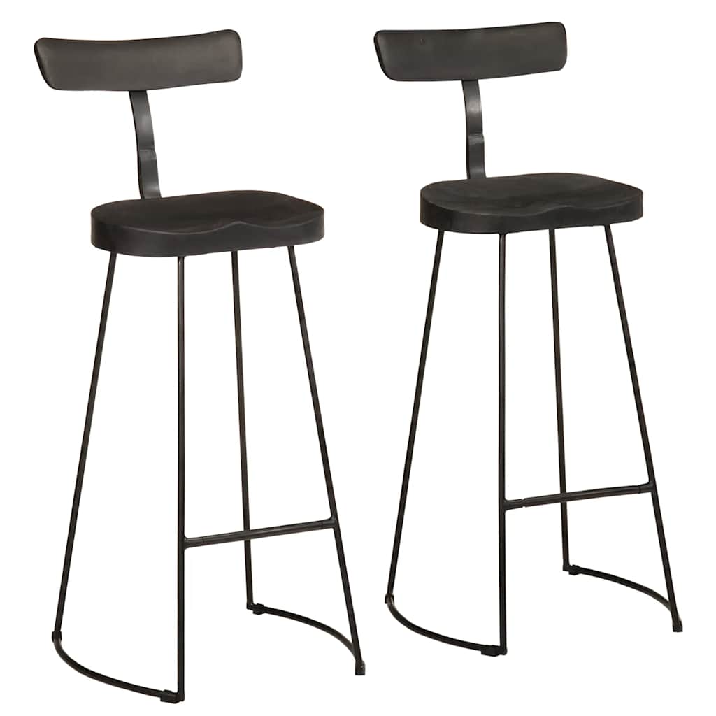 Bar Stools 2 τεμάχια Μαύρο 49x43x103 cm Στερεό ξύλο Mango