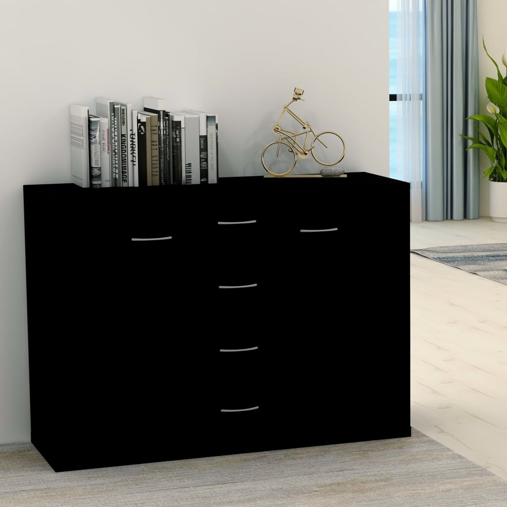 Μπουφές Μαύρος 88 x 30 x 65 εκ. από Επεξ. Ξύλο