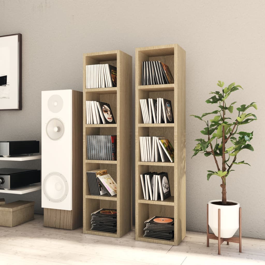 Έπιπλα για CD 2 τεμ. Sonoma Δρυς 21x16x93,5 εκ. από Μοριοσανίδα