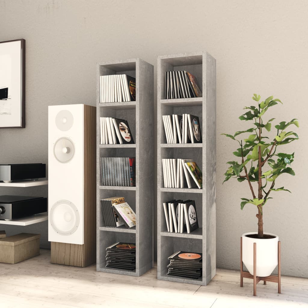 Έπιπλα CD 2 τεμ. Γκρι Σκυροδέματος 21x16x93,5 εκ. Μοριοσανίδα