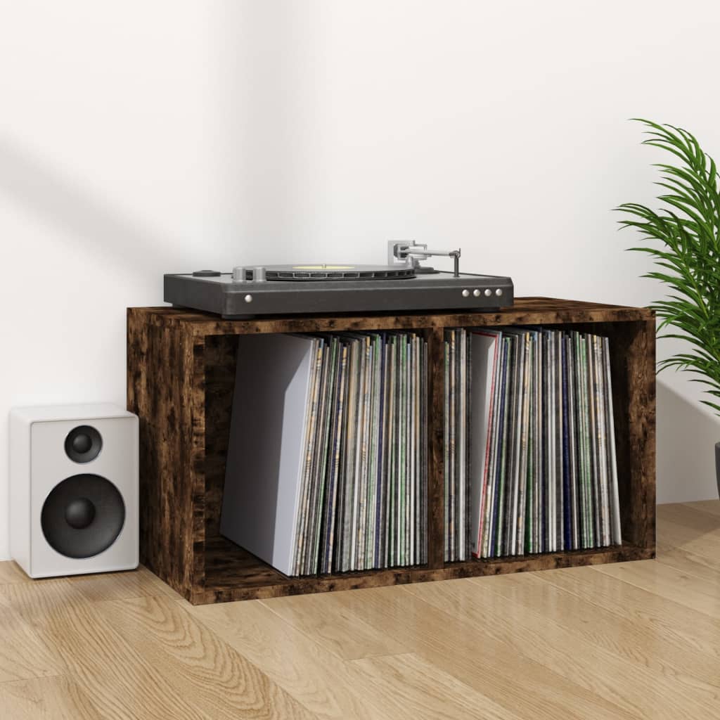 Έπιπλο Δίσκων Βινυλίου Καπνιστή Δρυς 71x34x36 εκ. Επεξεργ. Ξύλο