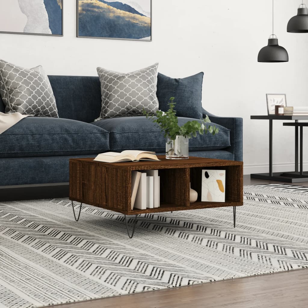Τραπεζάκι Σαλονιού Καφέ Δρυς 60 x 60 x 30 εκ. Επεξεργασμ. Ξύλο