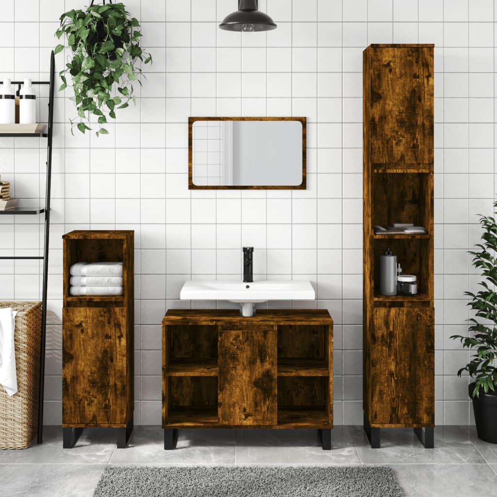 Ντουλάπι Μπάνιου Καπνιστή Δρυς 80 x 33 x 60 εκ. Επεξεργ. Ξύλο