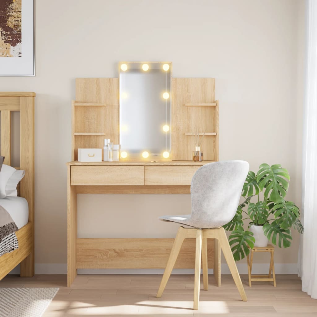 Μπουντουάρ με LED Φώτα Sonoma Δρυς 96 x 40 x 142 εκ.