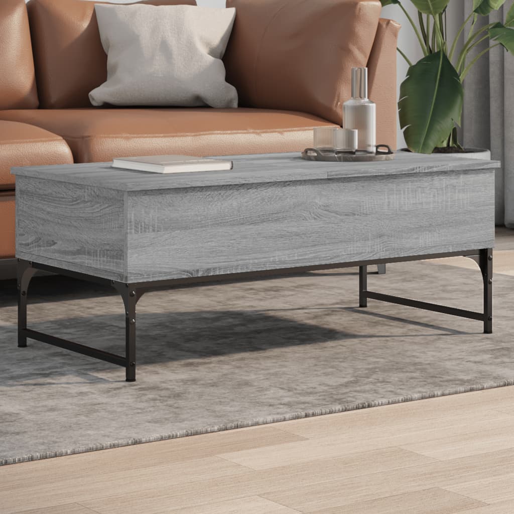 Τραπεζάκι Σαλονιού Γκρι Sonoma 100x50x40 εκ. Επ. Ξύλο & Μέταλλο