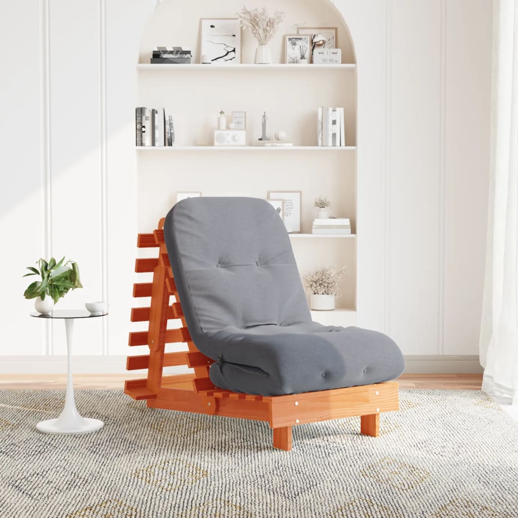 Καναπές Κρεβάτι Futon με Στρώμα 60x206x11 εκ. Μασίφ Ξύλο Πεύκου