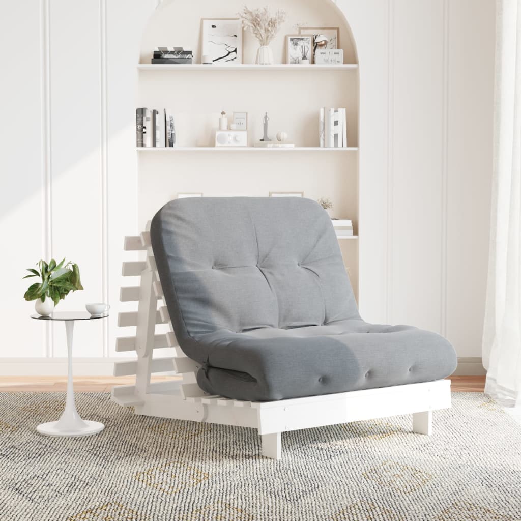 Καναπές Κρεβάτι Futon με Στρώμα 90x206x11 εκ. Μασίφ Ξύλο Πεύκου