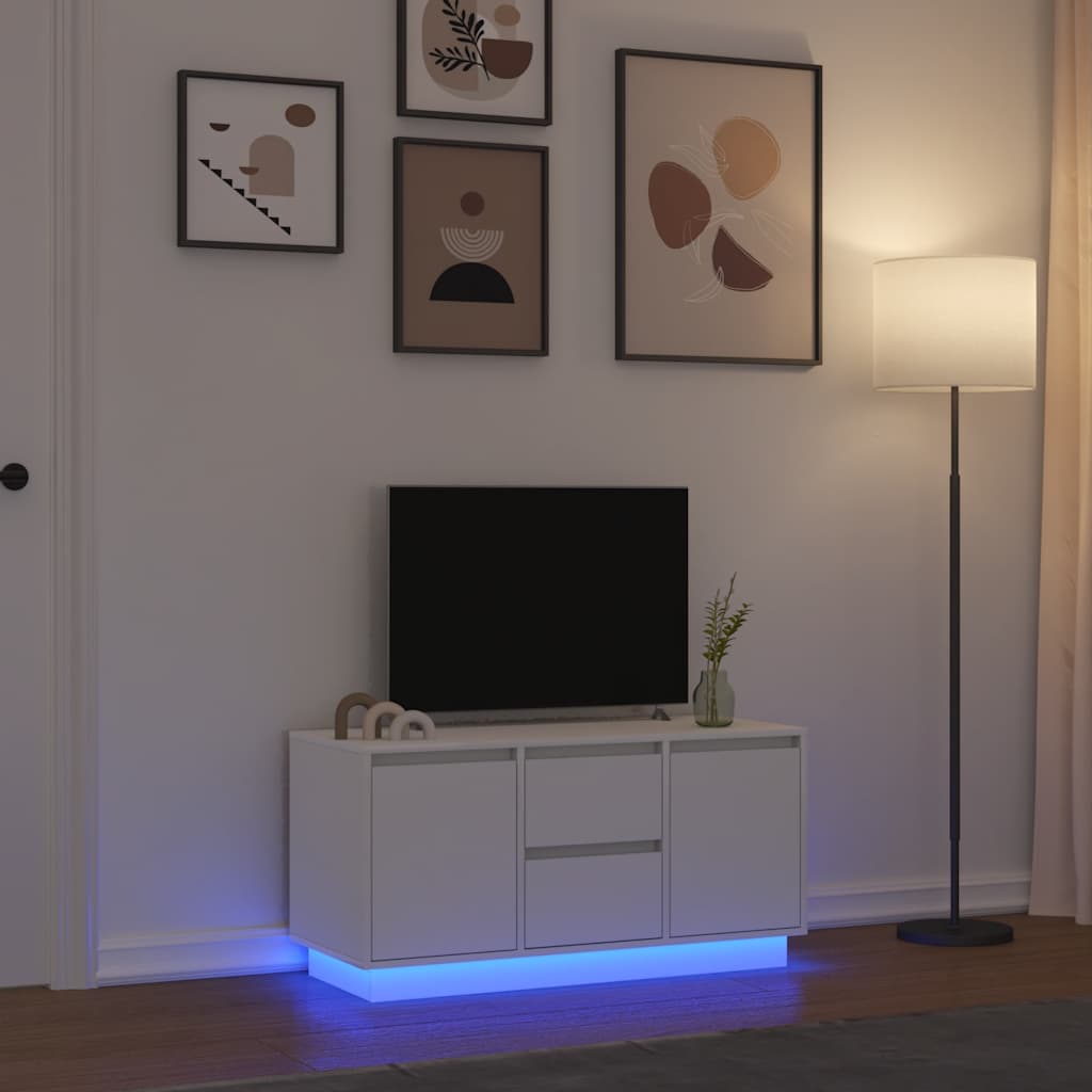 ντουλάπι τηλεόρασης με φώτα LED Λευκό 100x41x50 cm