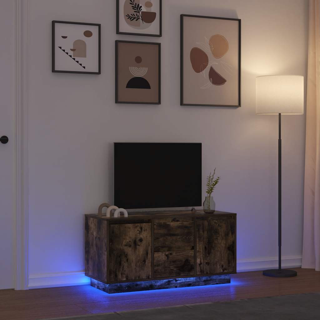 Έπιπλο Τηλεόρασης με LED Καπνιστή Δρυς 100x41x50 εκ.