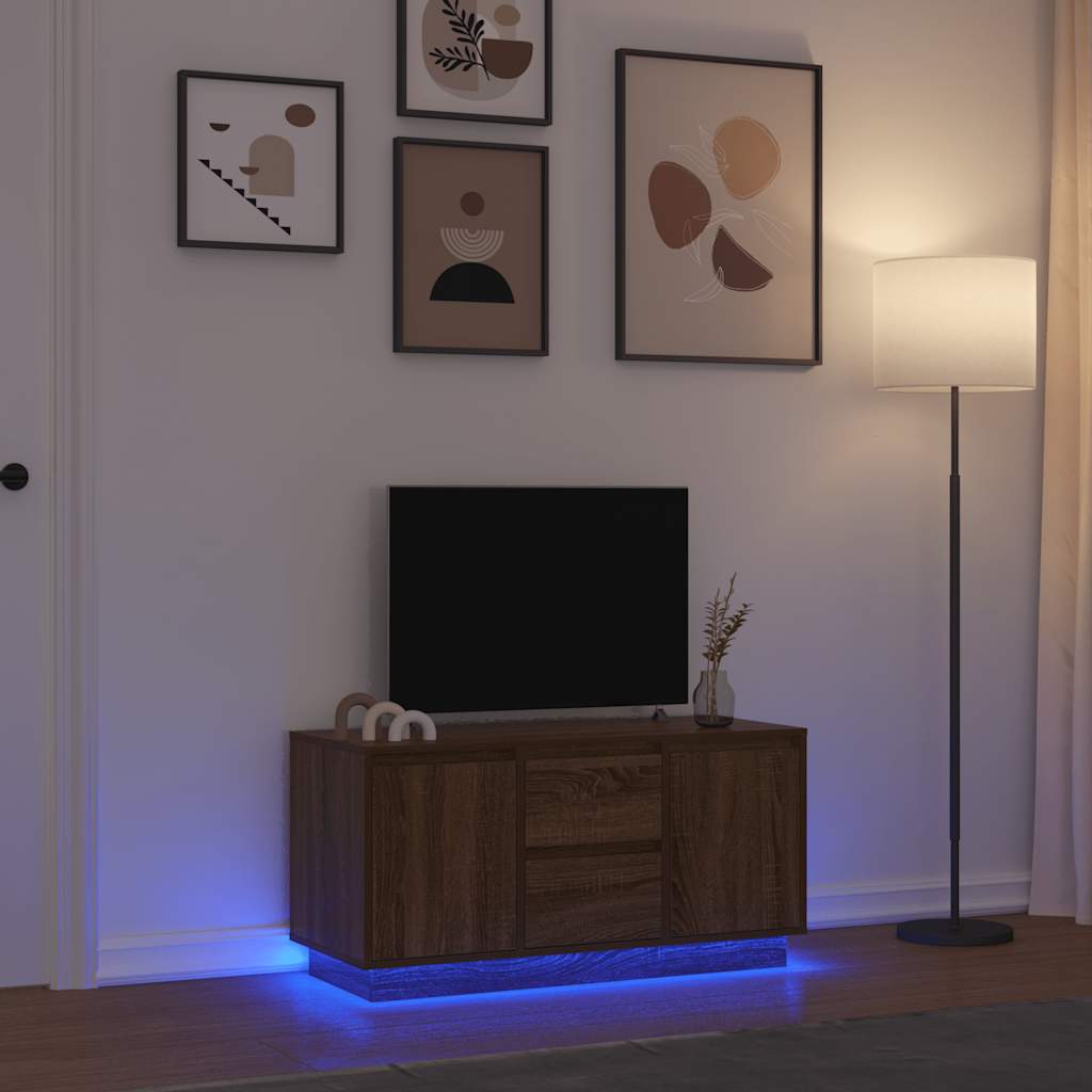 Έπιπλο Τηλεόρασης με LED Καφέ Δρυς 100x41x50 εκ.
