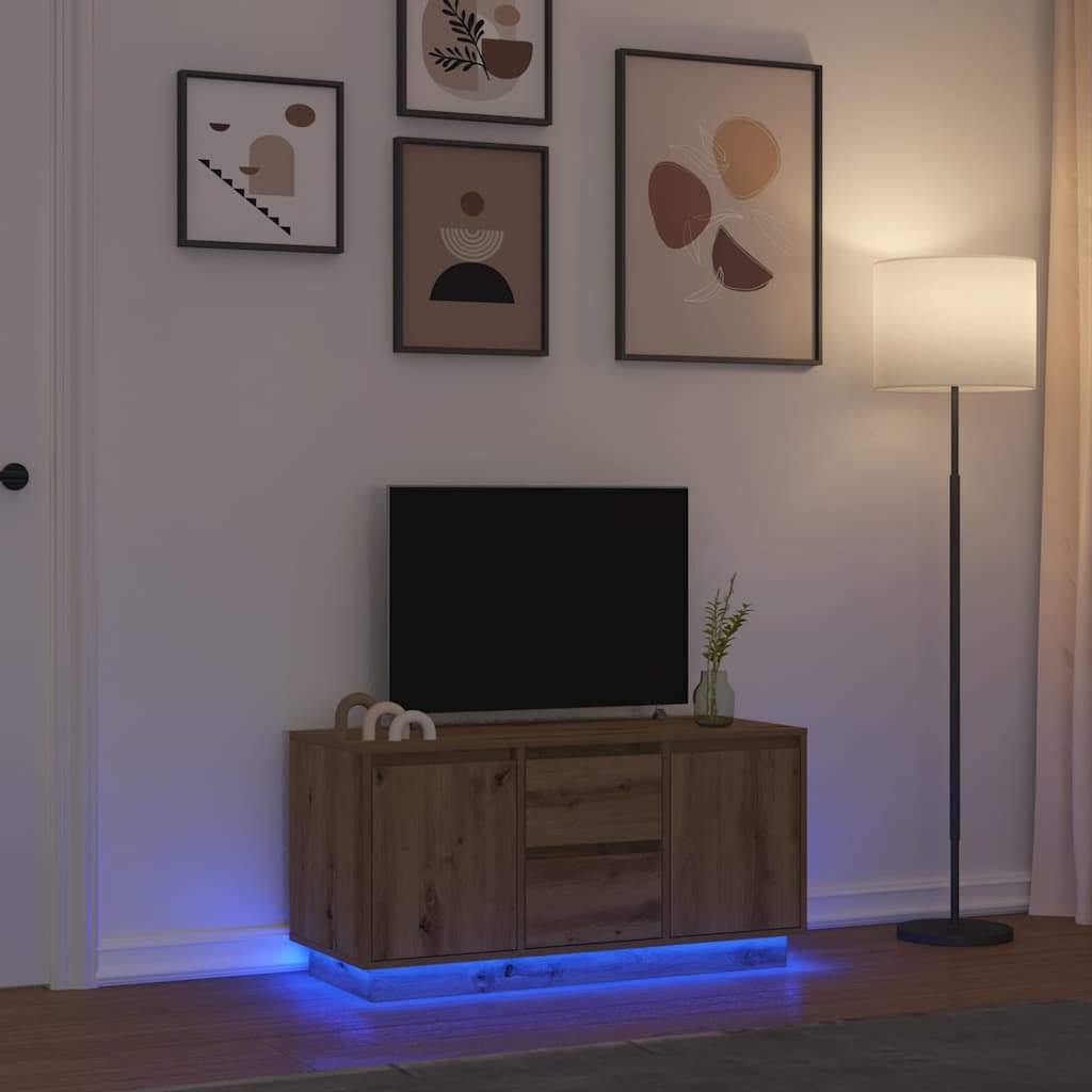 Έπιπλο Τηλεόρασης με LED Τεχνίτης βελανιδιά 100x41x50 εκ.