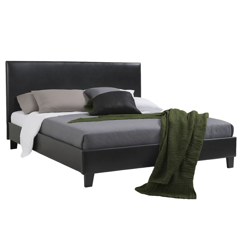 Κρεβάτι Nevil 150x200 PU χρώμα μαύρο ματ