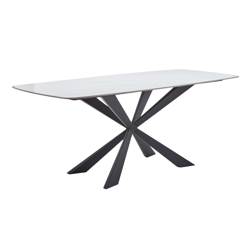 Τραπέζι Viano sintered stone ανοιχτό γκρι-μαύρο 180x85x76εκ