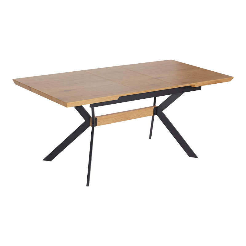 Τραπέζι Jessamy επεκτεινόμενο MDF 43mm σε φυσική απόχρωση και πόδι μεταλλικό μαύρο 160/200x90x76εκ