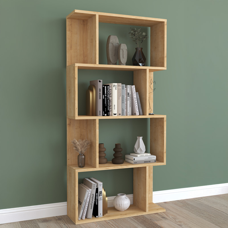 Βιβλιοθήκη Kadu σε oak απόχρωση 72x22x147εκ