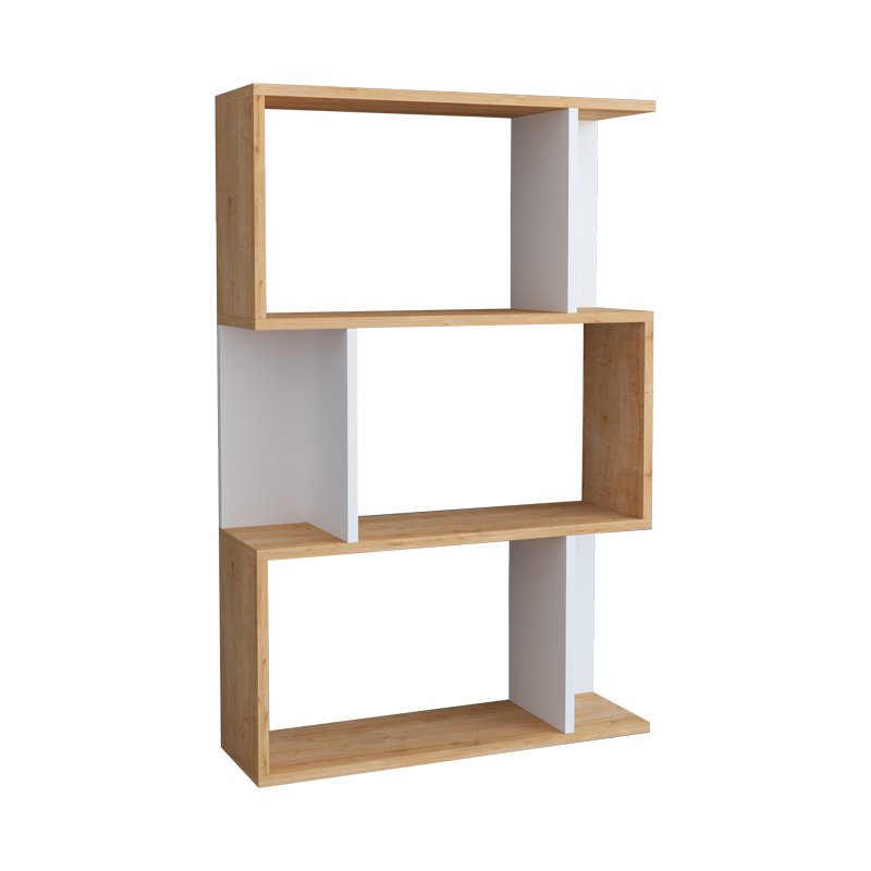 Βιβλιοθήκη Kadu σε oak-λευκή απόχρωση 72x22x108εκ
