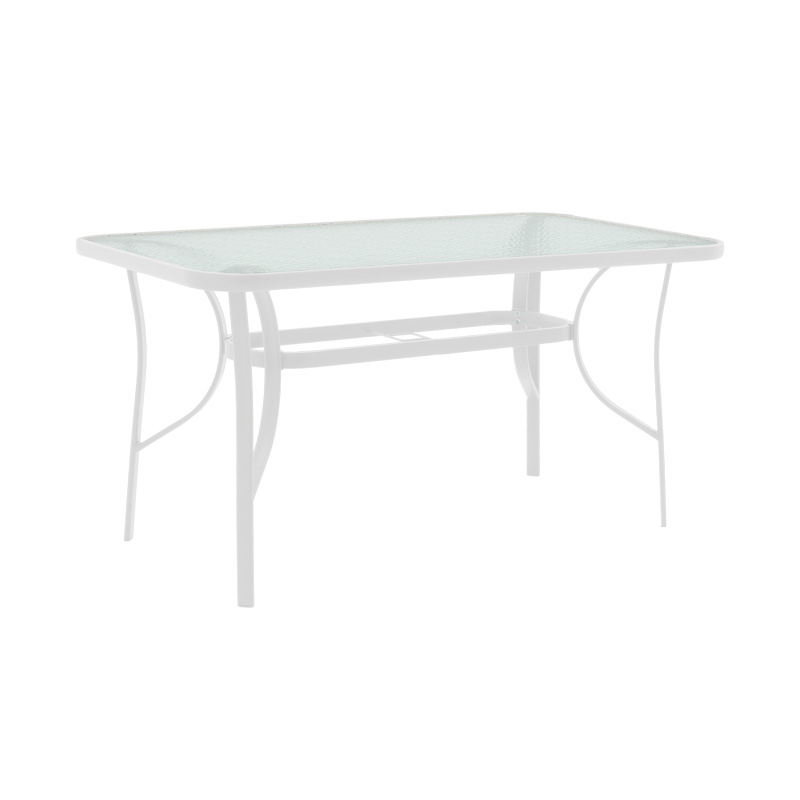 Τραπέζι Ensure μέταλλο λευκό-γυαλί 120x70x70εκ