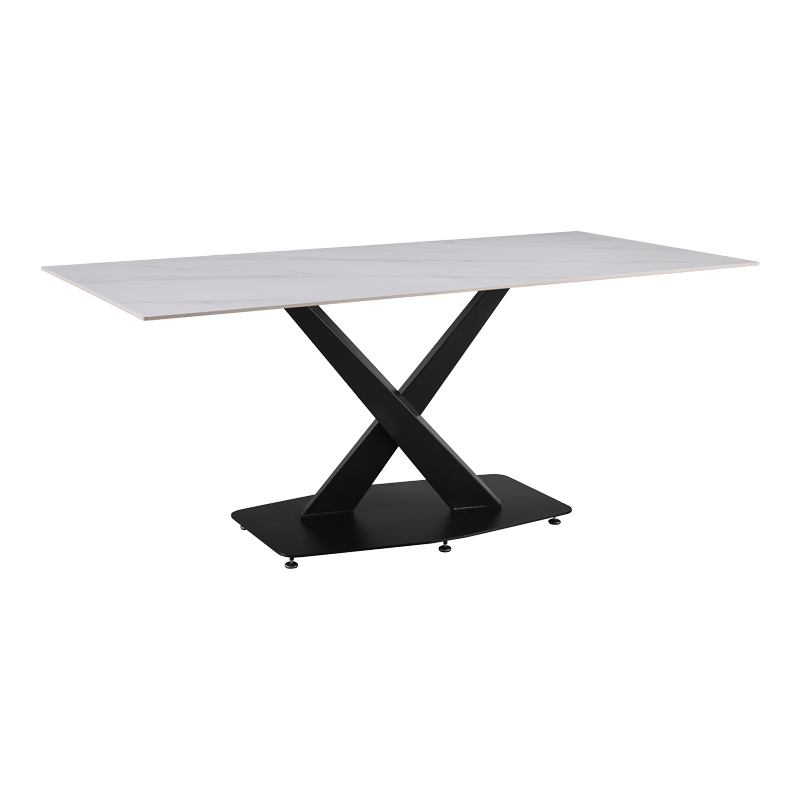 Τραπέζι Tafel Sintered stone λευκό με μεταλλικά πόδια σε μαύρη απόχρωση 180x90x76εκ