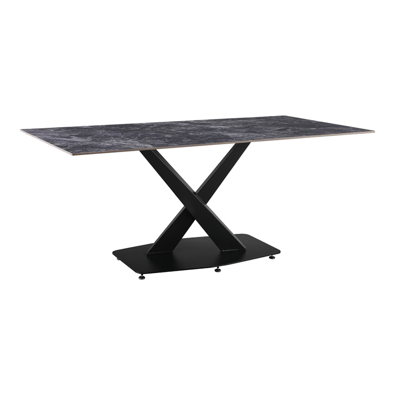 Τραπέζι Tafel Sintered stone μαύρο με μεταλλικά πόδια σε μαύρη απόχρωση 180x90x76εκ